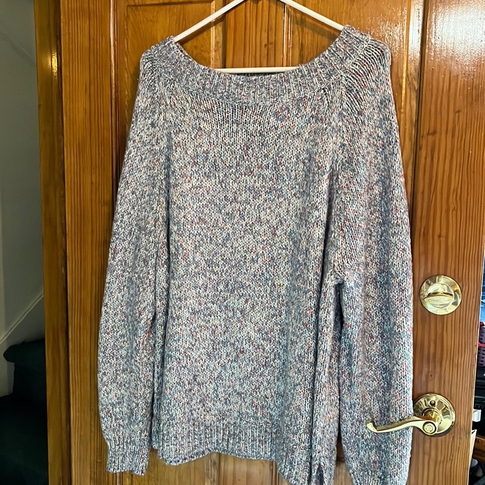 Chaps Gray, Blue and Cream Sweater Size XXL